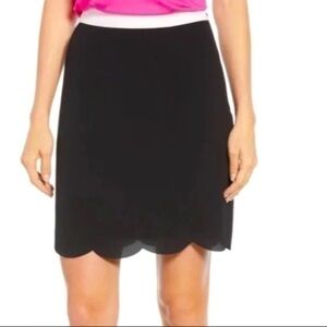 NWT Anthropologie Gibsonlook Living in Yellow.Black, white skirt, scallop hem XS